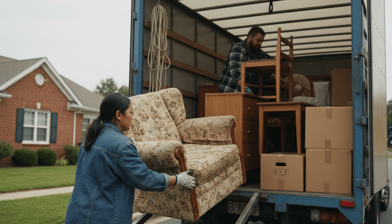 HRC Junk Removal crew loading items into truck